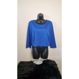 Forever 21 Long Sleeve Crop Top Plus Size 2X Blue